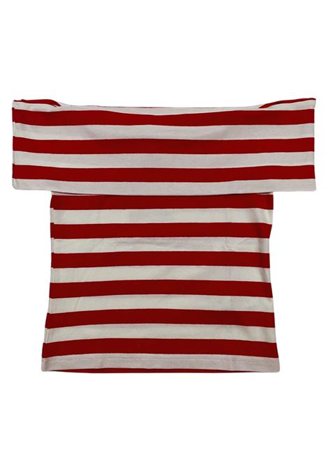 T-shirt bambina bianco/rosso in cotone Manila Grace | 102TMJS25/SUBIANCO/ROSSO